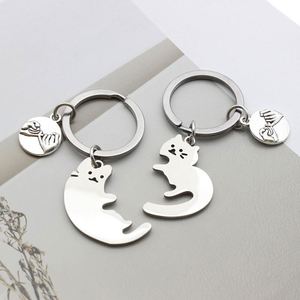 Colgante de Metal Personalizable de Fábrica para Mejores Amigos o Parejas, con Gatos Abrazándose, Llavero de Acero Inoxidable - Product Image 2