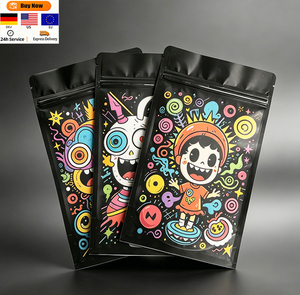 Minlee Security Frosted Mylar <b>Black</b> Stand up Flat Bottom Ziplock <b>Small</b> Air Tight Custom Logo Silk Screen Printed Snack <b>Bags</b> - Product Image 1
