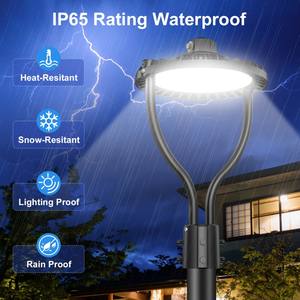 Lámpara LED Circular para Poste de 100W/80W/60W con CCT Ajustable 3/4/5K, para Exteriores, Jardín, Disponible en EE. UU. - Product Image 3