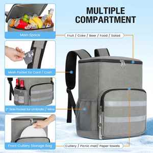 Sac isotherme souple grand format avec compartiment à fermeture éclair pour dégagement facile, idéal pour le campus, les repas en extérieur, pour les filles, avec panneau solaire pour aliments chauds ou froids - Product Image 4
