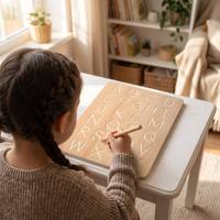 Jouets en bois Montessori, aides pédagogiques pour l'éducation précoce, alphabet et chiffres pour enfants, stylo de calligraphie à double face avec rainures pour le contrôle de la écriture