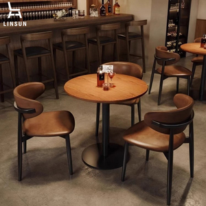 Ensemble de table et de chaises de bar vintage en bois massif américain, design moderne pour une utilisation commerciale claire dans les restaurants ST005 - Product Image 3