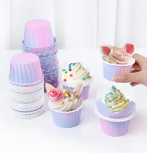 Degrade kek bardak kalıp yuvarlak şekilli çörek Cupcake Liner pişirme kalıpları DIY mutfak ev partisi tatlı malzemeleri