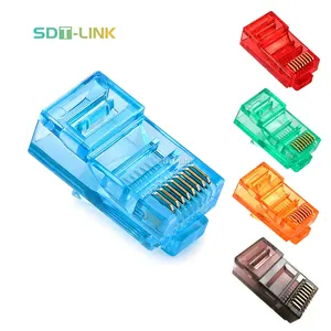 Conector de cores com conector rj45, 100 peças por saco o o melhor preço de fábrica oem colorido fácil de alimentar através do cat6 utp desbloqueado 8p8c 3 prong