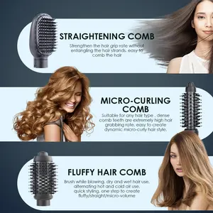 Factory Oem Logo Professional Hair Dryer Hot Air Brush 3 In 1 Portable Hot Brush Electric Comb Straightener Curly Hair Brushes