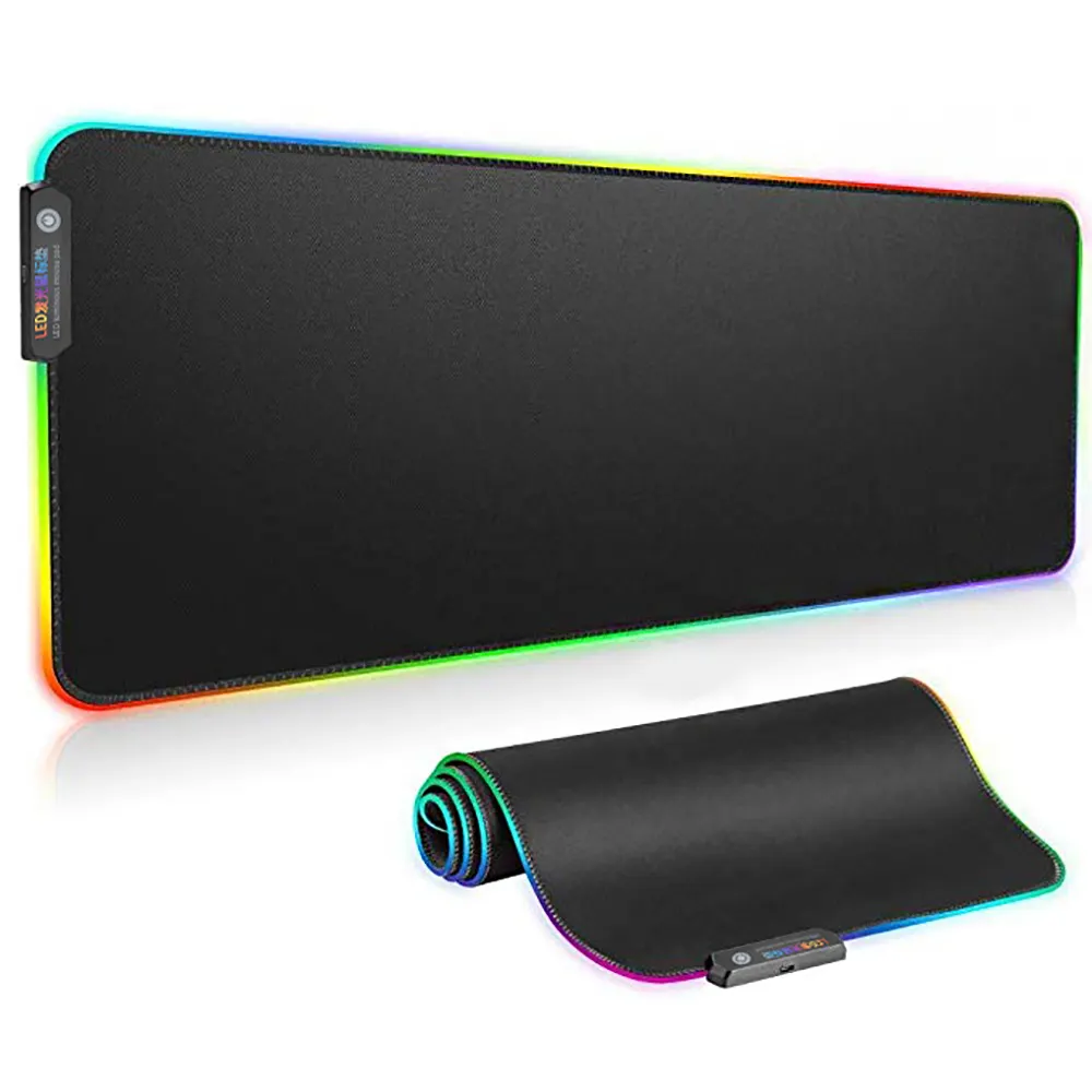 RGB светящийся игровой коврик для мыши, цветной Большой светящийся USB светодиодный Расширенный клавиатура с подсветкой, ПУ нескользящий коврик