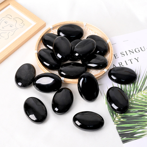 หินธรรมชาติขัดเงาสำหรับบำบัดรักษา หินออบซิเดียนสีดำ หินปาล์มสโตน ของขวัญคริสตัล ลดราคาพิเศษ - Product Image 4