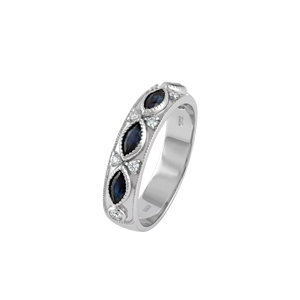 Bague en saphir bleu et diamant en argent sterling 92,5 KLSR-11634 - Product Image 1