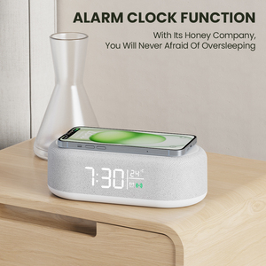 Vente en gros Réveil numérique LED Chargeur sans fil multifonction 4 en 1 à charge rapide sans fil pour <span class=keywords><strong>Smartphone</strong></span> - Product Image 4