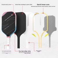 Raquette de pickleball durable et écologique de 16 mm d'épaisseur, noyau GEN4, fibre de carbone T700, pressée à chaud, emballage personnalisé