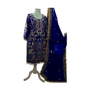 ZAIN EXPORT - Conjunto de Salwar Dhoti y Dupatta con Estampado en Relieve para Mujer, Diseño de Fiesta, Crepé Natural de Secado Rápido - Product Image 1