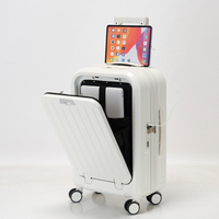 Valise PC d'affaires de luxe 20 pouces avec poche avant, porte-gobelet, chariot en alliage d'aluminium, roulettes multidirectionnelles 4 roues, serrure TSA, légère et résistante à l'eau