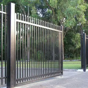 Pagar taman logam bulat berlapis PVC dan baja pagar atas lekuk tak beraturan keamanan tinggi untuk rumah perumahan Model 3D