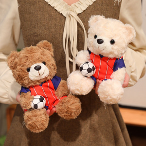 Ours en peluche uniforme d'équipe de football, ours en peluche W.C. Football, jouet en peluche doux, ours en peluche avec ballon de football, décoration de fête sur le thème du sport, cadeaux - Product Image 4