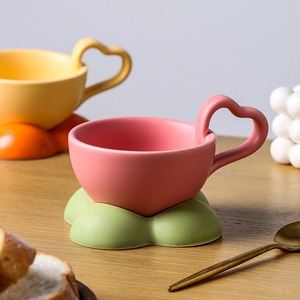 Creative High-Value Ceramic <b>Coffee</b> Cup Saucer <b>Set</b> Personalized Ins Cute Yogurt Breakfast <b>Mug</b> with Spoon Lid Small Gift Idea - Product Image 3
