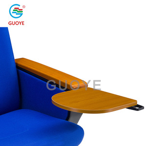 Guoye Auditorium Chair Blue Fabric With Wooden Armrests And <b>Foldable</b> <b>Table</b> For Theater Conference Use - Product Image 2