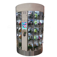 Distributeur automatique de fleurs extérieur automatique pour la vente de bouquets avec étagères transparentes affichant une grande fenêtre