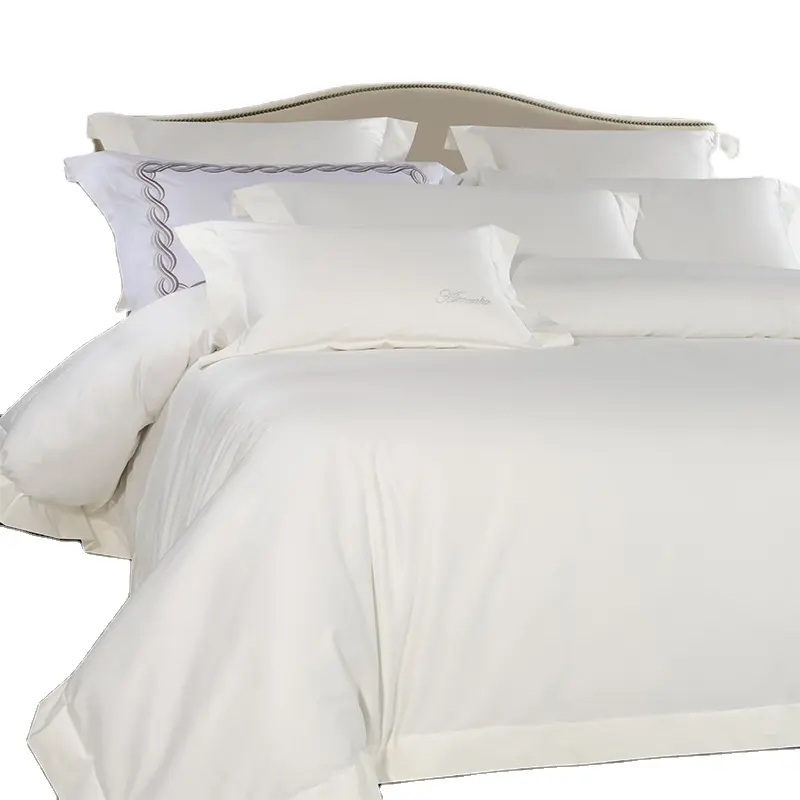 Otel çarşaf çarşaf lüks beyaz nevresim takımı kraliçe kral 100% pamuk yatak çarşafı seti