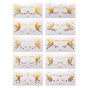 Adesivi Temporanei per Occhi a Forma di <span class=keywords><strong>Farfalla</strong></span> Dorata All'Ingrosso, Tatuaggi Personalizzabili Ipoallergenici in Foglia Metallica per Feste - Product Image 4