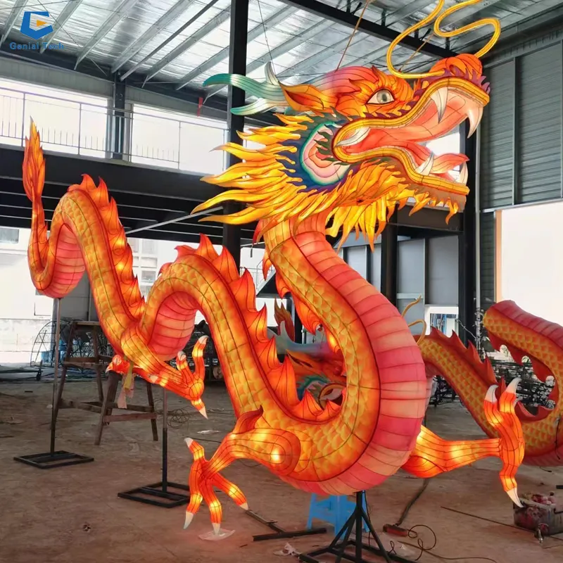 CCFL186 Outdoor chinese led decoration silk red dragon lantern festival for lantern show
