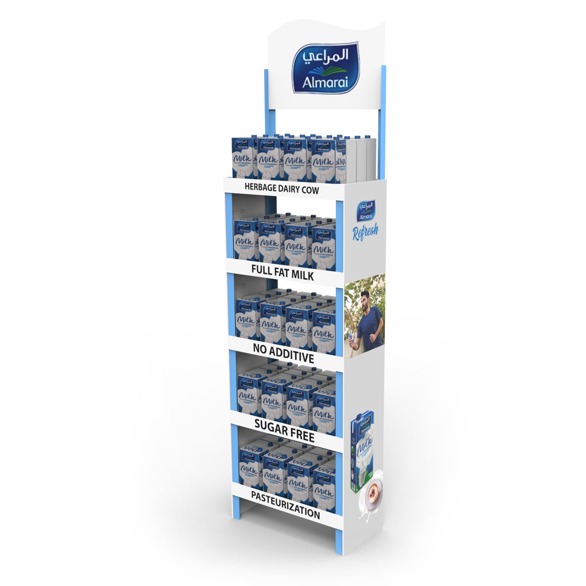 Custom Bottle Floor Display for Supermarkets Promotional Energy Milk Drink Fruit Juice Water Milk Wine Beer Coffee Display Stand — view 6