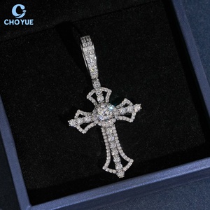Wholesale GRA Certified Moissanite Cross Pendant 925 <b>Silver</b> Round Brilliant Cut Pendant Iced Out Rhodium Plated Jewelry - Product Image 1