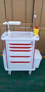 Chariot médical d'urgence à roues silencieuses et verrouillage central, en ABS, certifié CE/ISO, mobilier hospitalier, modèle HS-AT 850 - Product Image 3