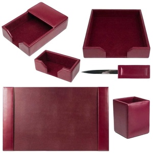 Qatar governo esecutivo in pelle marrone 6 pezzi scrivania da <span class=keywords><strong>ufficio</strong></span> Set di lusso bordeaux Organizer da <span class=keywords><strong>ufficio</strong></span> accessorio - Product Image 4