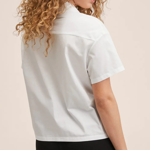100% algodón básico <span class=keywords><strong>Polo</strong></span> camisa blusas elegantes mujeres Tops para el trabajo camisa blanca - Product Image 6
