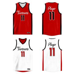 Maillot de basket-ball réversible personnalisé en mesh, hauts à double face personnalisables - Product Image 1