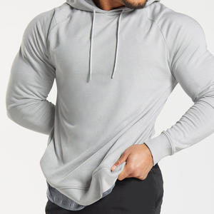 Sudaderas con capucha de manga larga de secado rápido entrenamiento liso correr con capucha hombres compresión personalizada entrenamiento Fitness ropa atlética sudaderas con capucha - Product Image 1