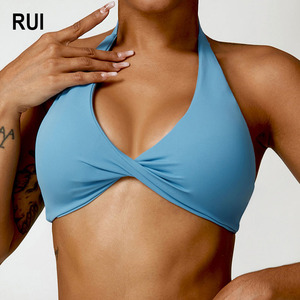 RUIQUWIN Wholesale Women's V-neck Backless Lightweight Seamless Sports Bra Breathable High for Yoga Workout Running Gym - Product Image 1