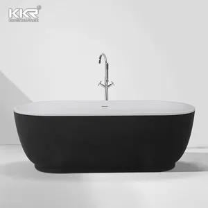 Zwarte Luxe Vrijstaande Badkuip 10 Jaar Garantie Stenen Tubs Kkr Massief Oppervlak Bad