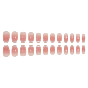 Temooi <span class=keywords><strong>Faux</strong></span> ongles avec de la colle de couleur rose avec de la poudre de paillettes pour les filles du fournisseur d'ongles d'origine - Product Image 2