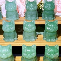 Figurine d'animal assis en Aventurine Verte Naturelle, Artisanat en Cristal, Ornement pour la Décoration de la Maison, du Bureau et comme Cadeau ou Présentoir