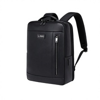 Sac à dos pour ordinateur portable en cuir véritable pour homme, idéal pour les voyages d'affaires, avec fermeture éclair en polyester, imperméable, grande capacité, coussin d'air pour les trajets quotidiens