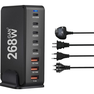 268W GaN PD Charger 8 Port Desktop <b>Adapter</b> Fast Charging With Led Indicator White - Product Image 2