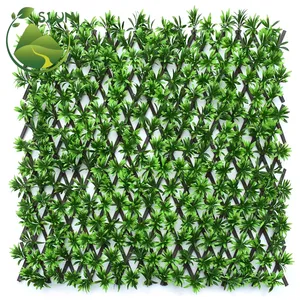 Низкая цена искусственная трава забор садовый Ивовый расширяемый решетчатый забор с листьями искусственный зеленый забор листья изгородь