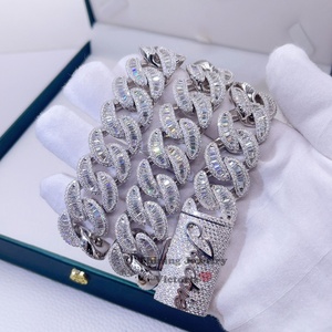 Collana Personalizzata <span class=keywords><strong>con</strong></span> <span class=keywords><strong>Nome</strong></span> in Moissanite VVS, Gioielli Hip Hop da Rapper, Catena Cubana in <span class=keywords><strong>Argento</strong></span> <span class=keywords><strong>con</strong></span> Taglio Baguette - Product Image 1
