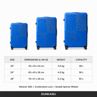 Valise de voyage rigide en ABS bleu avec motif en X et texture Chevron, bagage à main avec roulettes pivotantes, fabrication OEM
