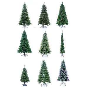 Groothandel 6ft Hoge Pvc Kerstboom Met Bessen Bestrooid Met Sneeuw Kunstmatige Kerstboom Voor Indoor Outdoor Decor