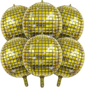 Ballons de fête disco années 70, 80, 90, ballons dorés pour fête disco, ballons métalliques ronds 4D de 22 pouces en Mylar - Product Image 1