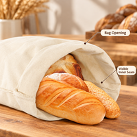 Sac à pain en coton personnalisé avec fermeture à boucle, pochette d'emballage de boulangerie réutilisable à enroulement, avec logo imprimé, commandes en gros OEM ODM