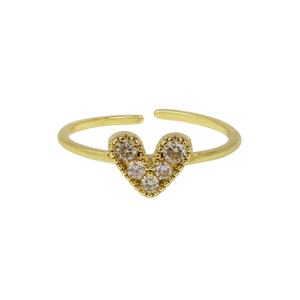Anillo abierto en forma de corazón de latón chapado en oro de 18 quilates Europeo Americano con regalo de vacaciones de circón para <span class=keywords><strong>mujer</strong></span> - Product Image 6
