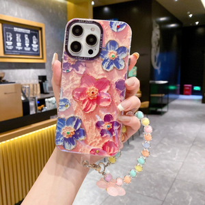 Custodia per telefono con fiori glitterati <span class=keywords><strong>arcobaleno</strong></span> con tracolla a catena rimovibile per <span class=keywords><strong>iPhone</strong></span> 16 Pro Max <span class=keywords><strong>Cover</strong></span> del telefono - Product Image 2