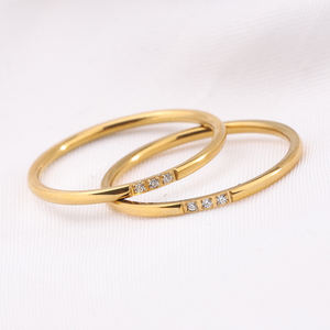 Joyería de Titanio 2028, Anillos de Acero Inoxidable con Baño de Oro de 18K, Resistentes al Agua, con Diamantes de Circonia, para Mujer - Product Image 2