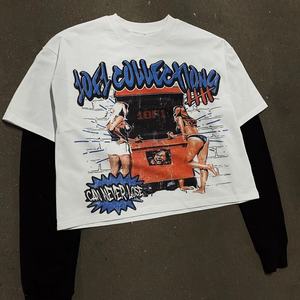 T-shirt à manches courtes pour homme, col roulé, tissu tricoté, coupe ample, imprimé DTG avec logo personnalisé, streetwear surdimensionné - Product Image 3