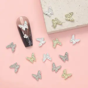 10 Stück Schmetterling Mini Gun Nail Art Schmuck mit Diamant legierung Metall 3D Gold Silber Nagel dekoration DIY Zubehör Luxus Charms