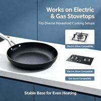 Poêle à frire antiadhésive anodisée dure de 12 pouces, compatible lave-vaisselle, compatible avec les cuisinières à gaz et électriques, pour une utilisation quotidienne.