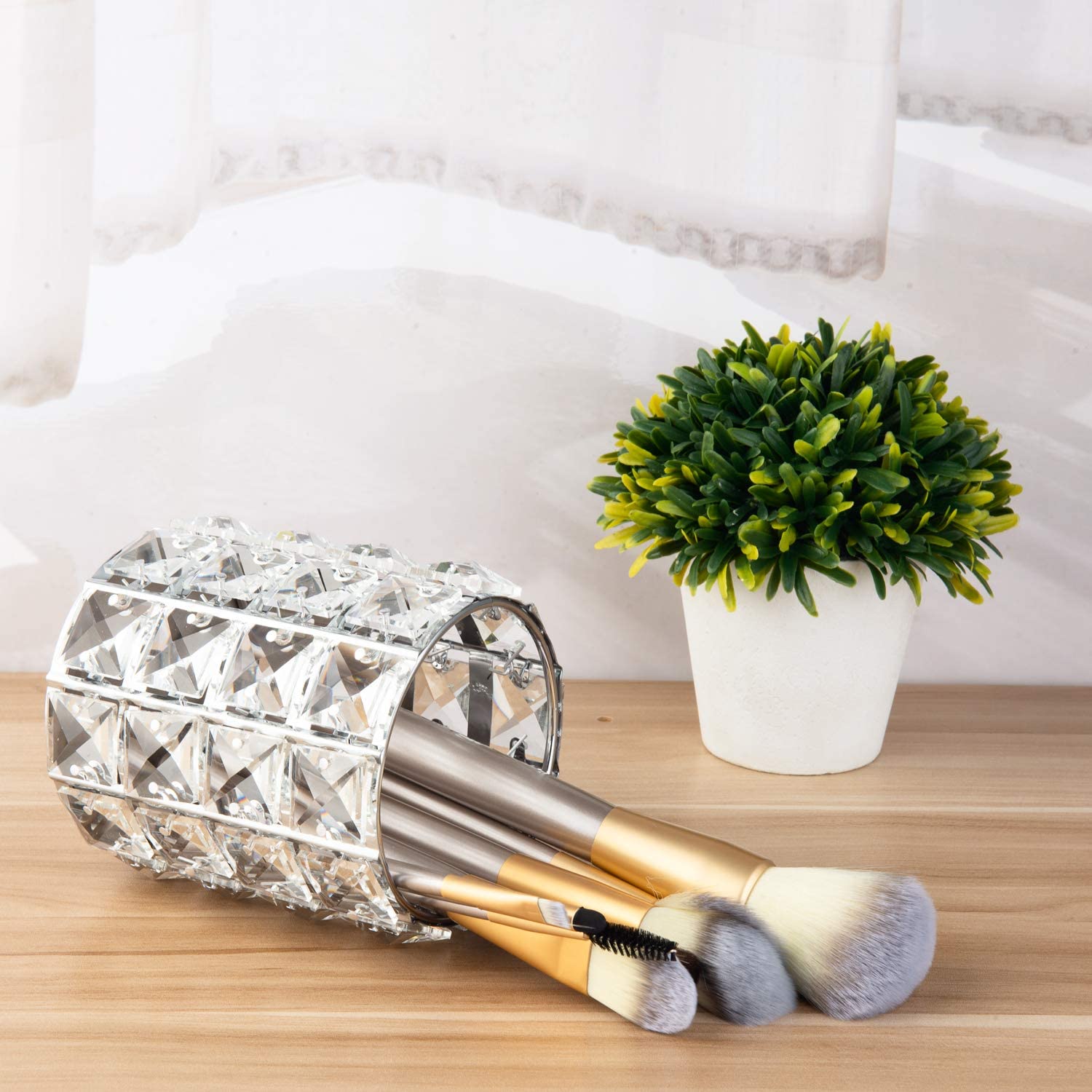 Porte-cuillère Argenté Avec Cristal Diamant écrasé – Pour Pinceaux, Stylos – UK